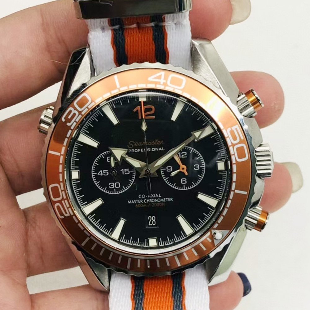 Seahorse Five Needle Orange Black_Automatic Mechanical Watch Automatic Mechanical Watch