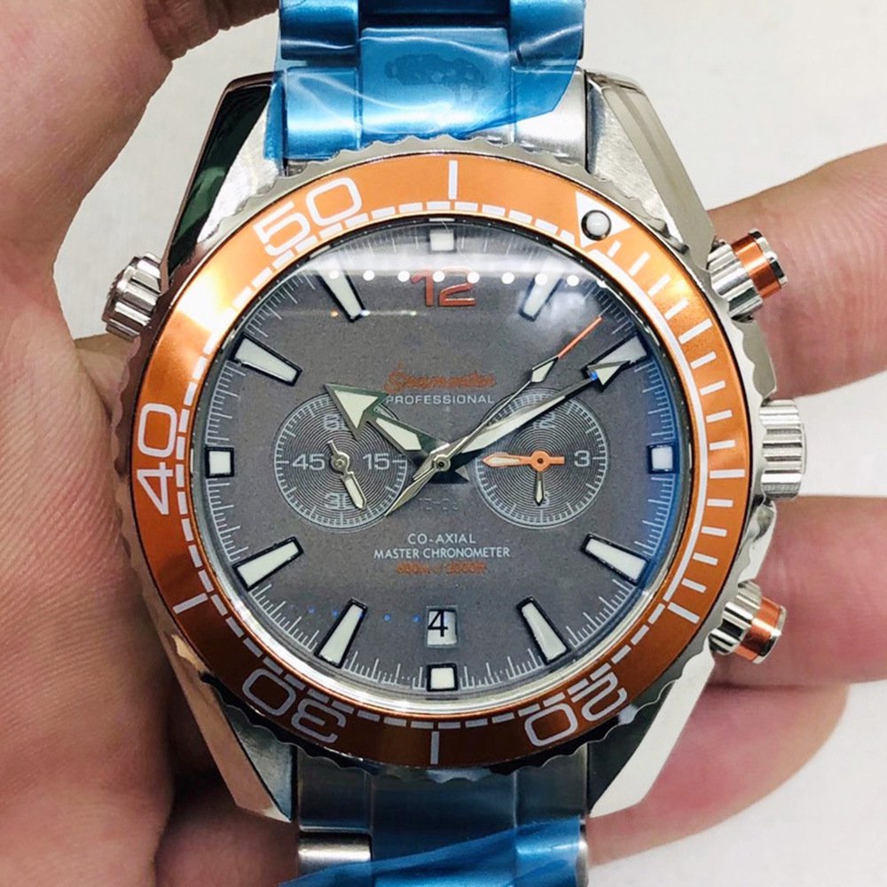 Seahorse Five Needle Orange Gray_Automatic Mechanical Watch Oujia Haima Five-Needle Orange Gray Auto