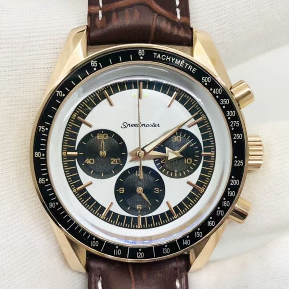 White Ding Black Eyes_Quartz Watch Oujia Super Master Six-Pin Rose White Ding Coffee Belt Quartz Wat