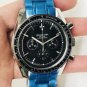 Egg-Eye Steel Tape_Quartz Watch Speedmaster 6-Pin Egg Eye Black Steel Band Quartz Watch Cl032 Mechan