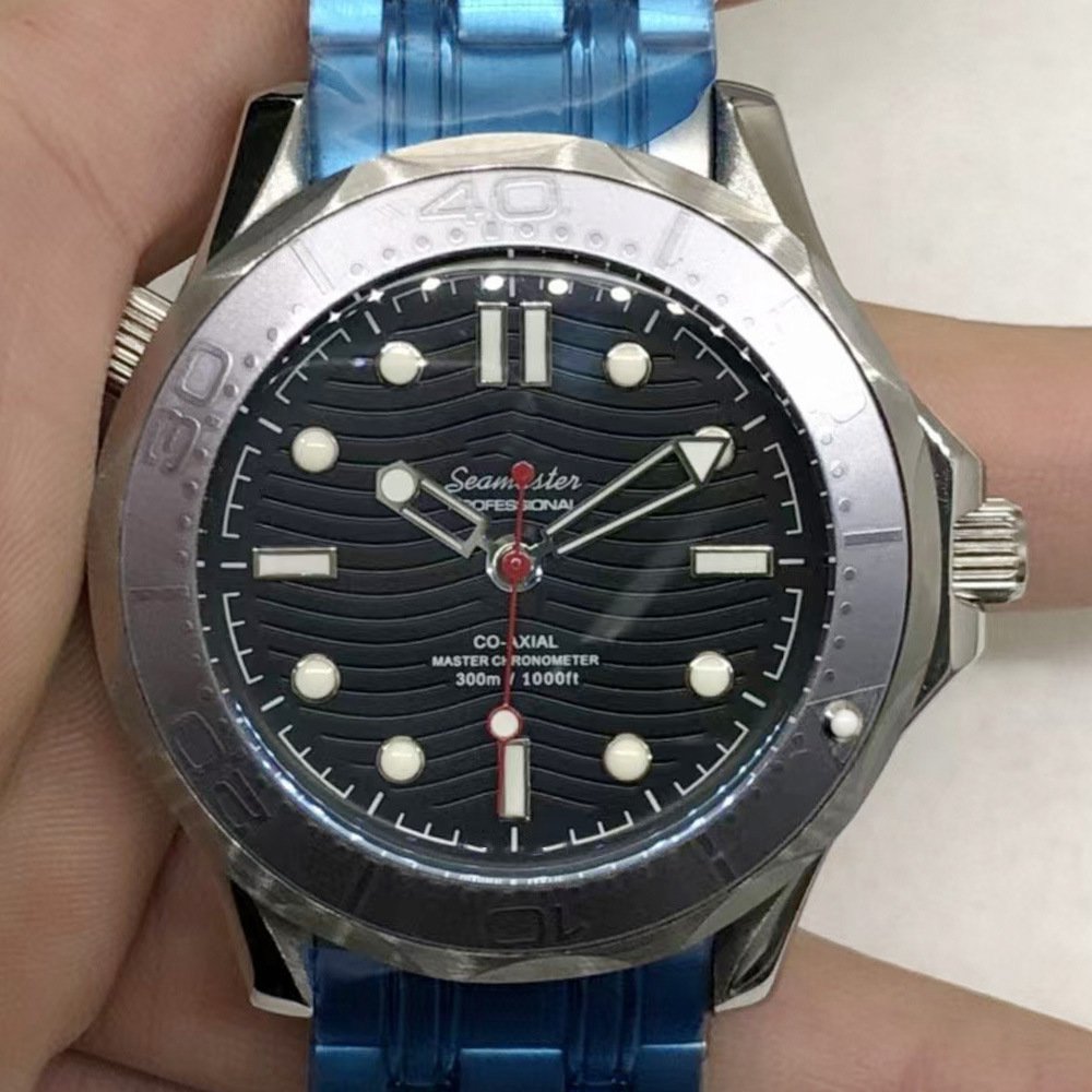 White Circle Black Face Red Second Line_Mechanical Watch Oujia 007 Black James Bond Automatic Mechan