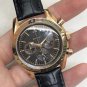 Rose Gold Black Face_Quartz Watch European Seahorse Six-Pin Rose Gold Black Leather Belt Quartz Watc