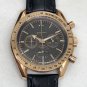 Rose Gold Black Face_Quartz Watch European Seahorse Six-Pin Rose Gold Black Leather Belt Quartz Watc