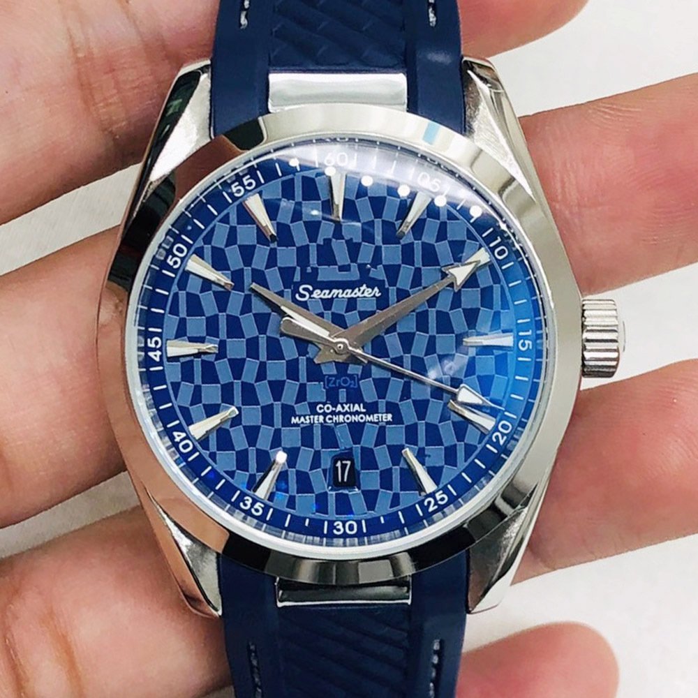Langpie_Automatic Mechanical Watch Oujia Haima Three-Needle Blue Grid Automatic Mechanical Watch