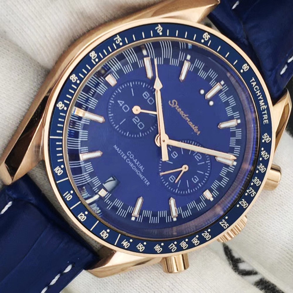 Quartz_Mechanical Watch Oujia Super Five-Pin Rose Blue Leather Automatic Machinery Watches Watch Cw0