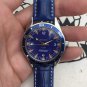 Blue_Mechanical Watch European Ghost Blue Surface Golden Circle Transparent Bottom Automatic Mechani