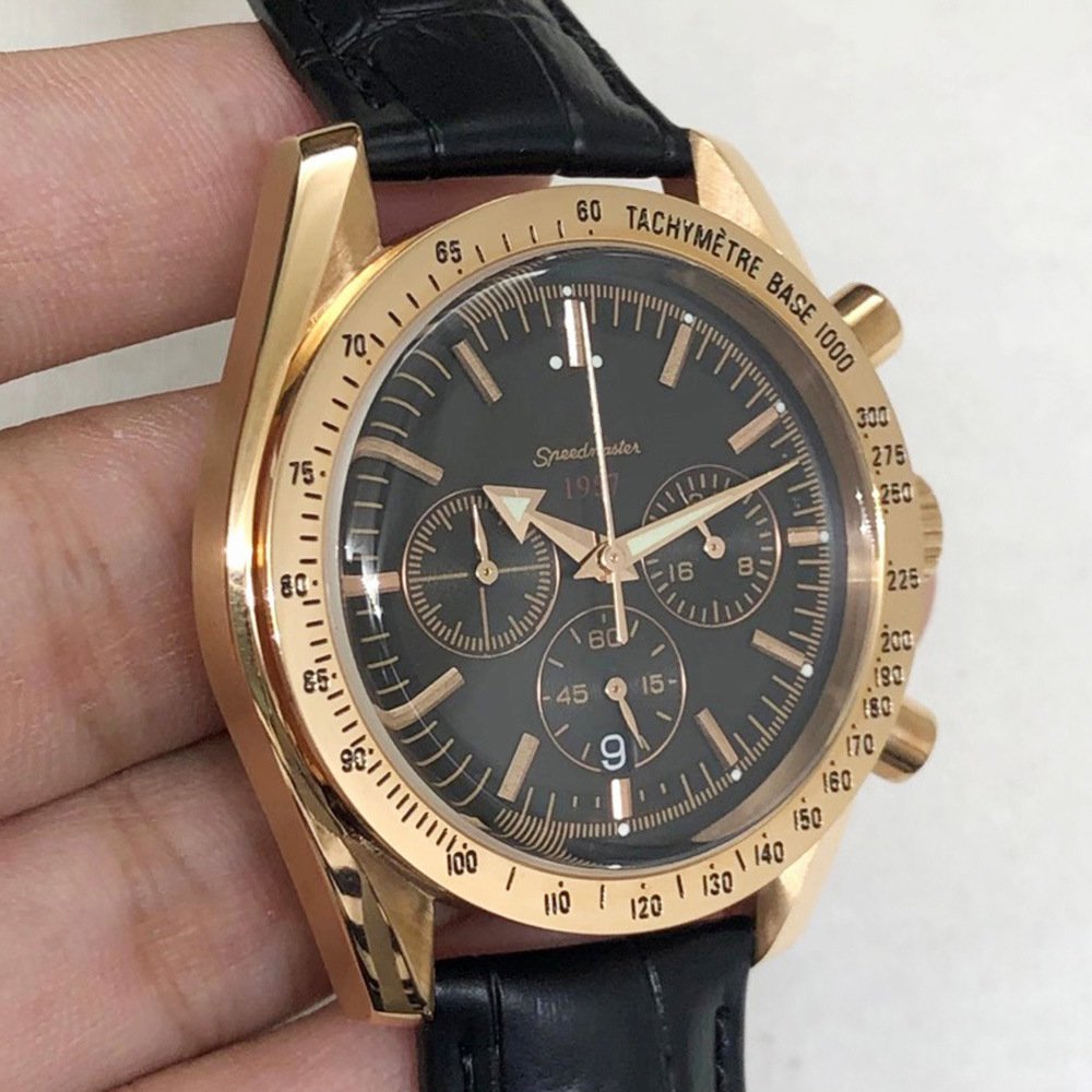 Rose Gold Black Face_Quartz Watch Hippocampus Six-Pin Rose Gold Black Face Belt Quartz Watch Watch K