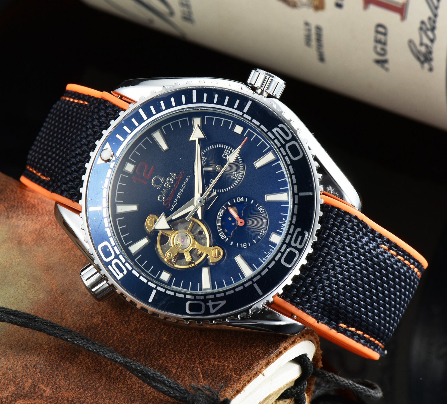 11_Automatic Mechanical Watch 3-Pin Flywheel Seahorse Automatic Mechanical Watch Steel Band