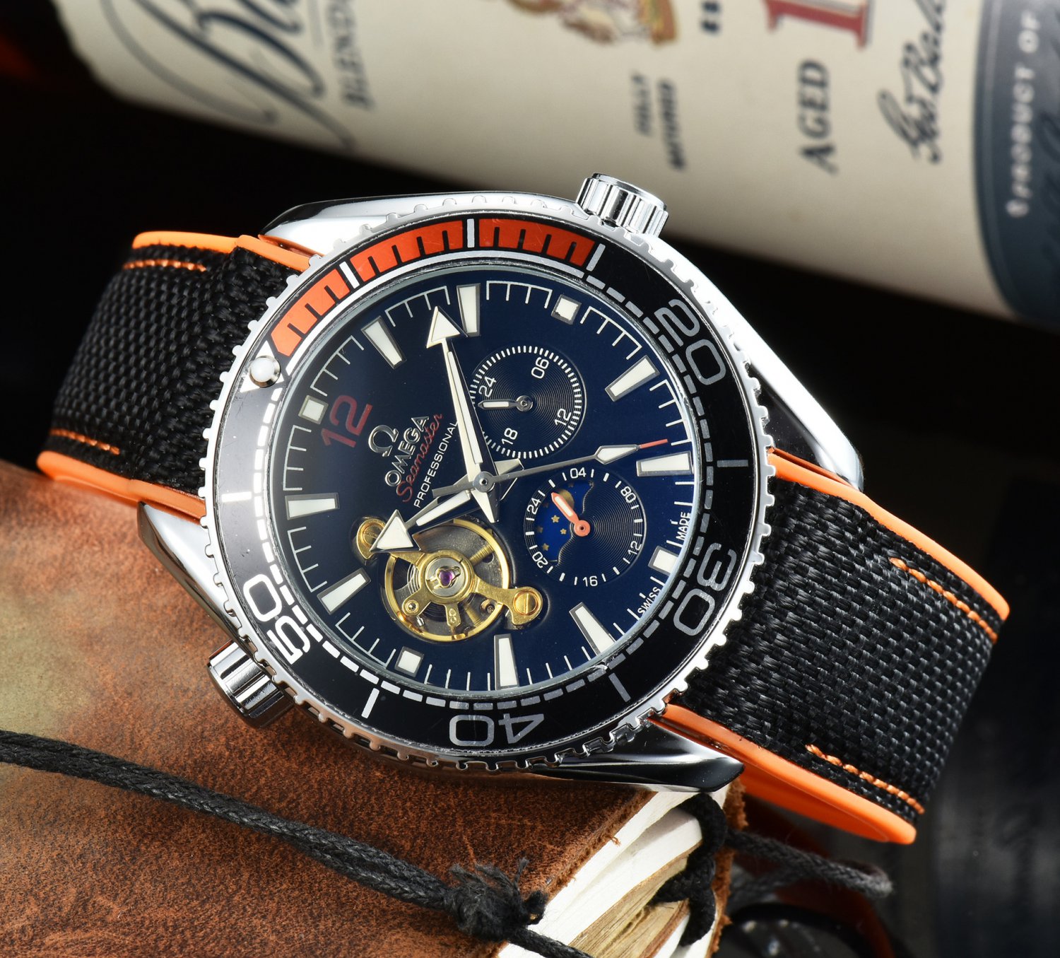 12_Automatic Mechanical Watch 3-Pin Flywheel Seahorse Automatic Mechanical Watch Steel Band