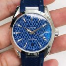 Blue Grid Leather_Automatic Mechanical Watch Hippocampus Three Needles Blue Lattice Automatic Mechan
