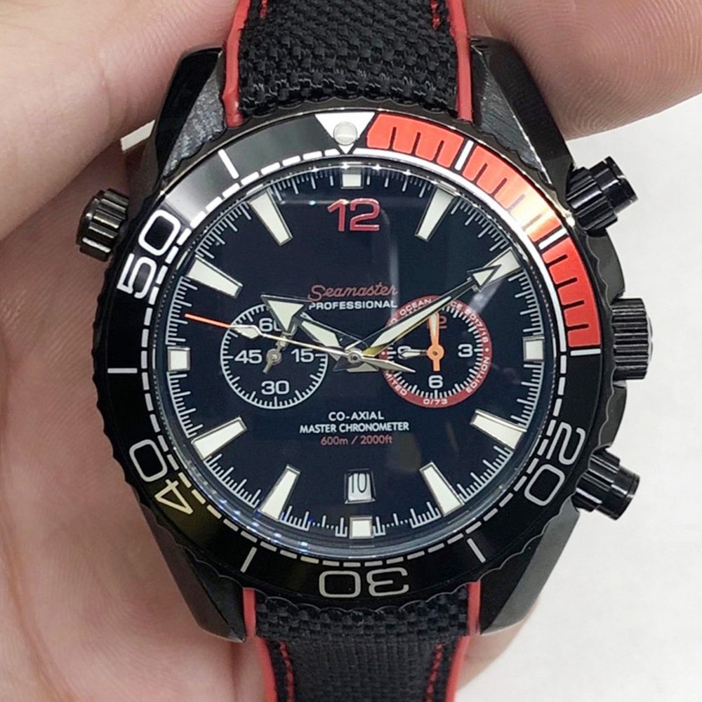Electric Black Red Cloth_Automatic Mechanical Watch Hippocampus Five-Pin Digital Automatic Mechanica