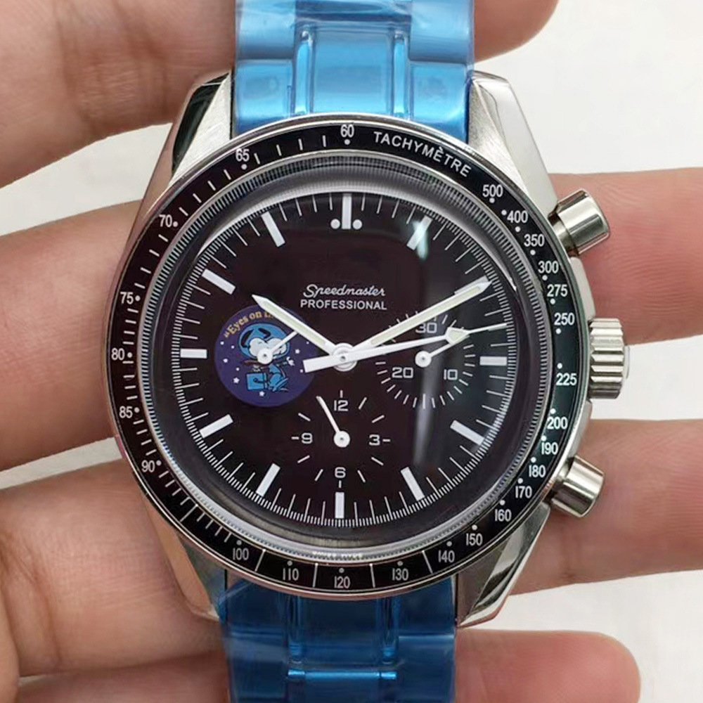 Blue Three-Bead Steel_Mechanical Watch Speedmaster Five-Pin Blue Three-Bead Steel Automatic Mechanic