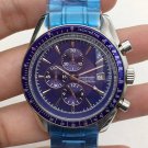 Side Three Eyes Blue Face_Mechanical Watch Super Edge Three-Eye Six-Needle Blue Surface Automatic Me