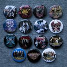 Pin button badges rock band AEROSMITH. set of 15 pieces