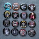 Pin button badges rock band. set of 16 pieces.