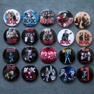 Pin button badges rock band AC DC a set of 20 pieces.