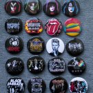 Pin button badges rock band.  a set of 20 pieces