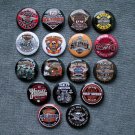 PIN BUTTON BADGES HARLEY DAVIDSON.  set of 17 pieces.