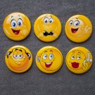 Pin button badges smiley. set of 6 pieces.