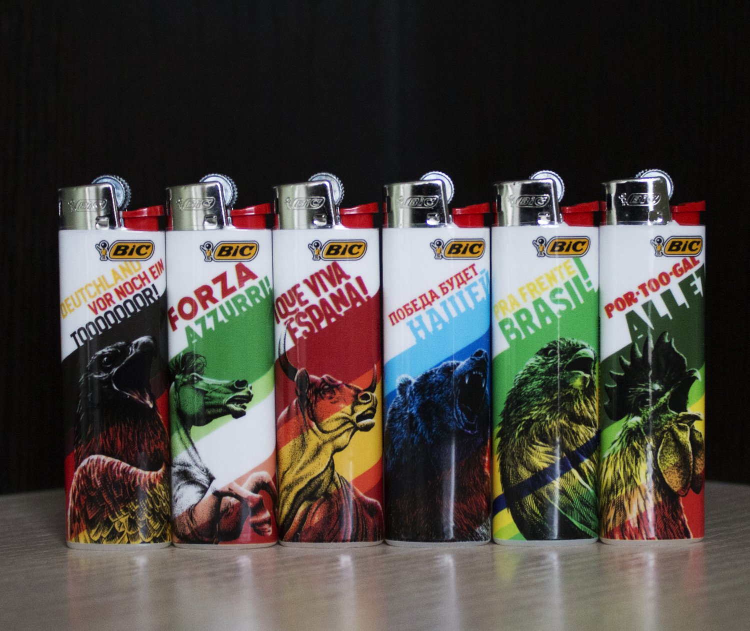 LIGHTERS BIC J3 Animals and Countries . SPECIAL EDITION. SET OF 6 LIGHTERS