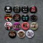 Refrigerator magnets musical bands. set of 15 pieces.