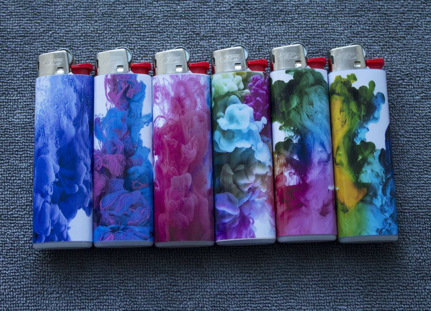 Personalized colored smoke lighter. set of 6 lighters