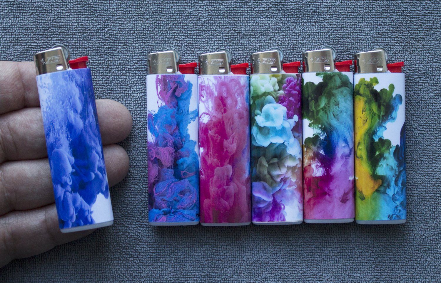Personalized colored smoke lighter. set of 6 lighters
