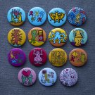 Pin button badges KEITH HARING pop art.  set of 15 pieces