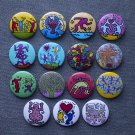 Pin button badges KEITH HARING pop art.  set of 15 pieces.