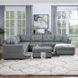 Sectional Sofa with Two Pillows, U-Shape Upholstered Couch with Storage Ottoman for Living Room