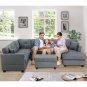 Sectional Sofa with Two Pillows, U-Shape Upholstered Couch with Storage Ottoman for Living Room