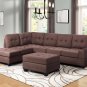 3 Piece Sectional Sofa Microfiber With Reversible Chaise Lounge Storage Ottoman And Cup Holders 5