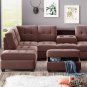 3 Piece Sectional Sofa Microfiber With Reversible Chaise Lounge Storage Ottoman And Cup Holders 5