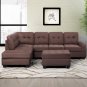 3 Piece Sectional Sofa Microfiber With Reversible Chaise Lounge Storage Ottoman And Cup Holders 5