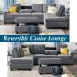 3 Piece Sectional Sofa Microfiber With Reversible Chaise Lounge Storage Ottoman And Cup Holders 5