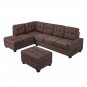 3 Piece Sectional Sofa Microfiber With Reversible Chaise Lounge Storage Ottoman And Cup Holders 5