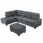 3 Piece Sectional Sofa Microfiber With Reversible Chaise Lounge Storage Ottoman And Cup Holders 5