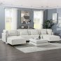Sectional Sofa Couch Quality Upholstery U Shape Sofa Golden Metal Leg with Convertible Ottoman