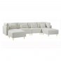Sectional Sofa Couch Quality Upholstery U Shape Sofa Golden Metal Leg with Convertible Ottoman