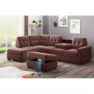 Sectional Sofa with Reversible Chaise Lounge, L-Shaped Couch with Storage Ottoman and Cup Holders
