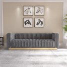 Vintage Flannel Sofa, Golden Stainless Steel Square Bottom Frame, Futon Sofa Bed