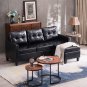 PU Combination Sofa Couch Comfortable L-Shape Black/Brown 194x126x89CM Convertible Design