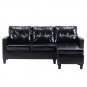 PU Combination Sofa Couch Comfortable L-Shape Black/Brown 194x126x89CM Convertible Design