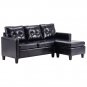 PU Combination Sofa Couch Comfortable L-Shape Black/Brown 194x126x89CM Convertible Design