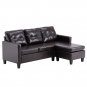 PU Combination Sofa Couch Comfortable L-Shape Black/Brown 194x126x89CM Convertible Design