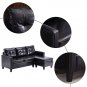 PU Combination Sofa Couch Comfortable L-Shape Black/Brown 194x126x89CM Convertible Design
