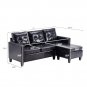 PU Combination Sofa Couch Comfortable L-Shape Black/Brown 194x126x89CM Convertible Design