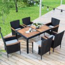 7-Piece Outdoor Patio Dining Set, Garden PE Rattan Wicker Dining Table and Chairs Set