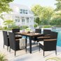 7-Piece Outdoor Patio Dining Set, Garden PE Rattan Wicker Dining Table and Chairs Set