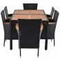 7-Piece Outdoor Patio Dining Set, Garden PE Rattan Wicker Dining Table and Chairs Set